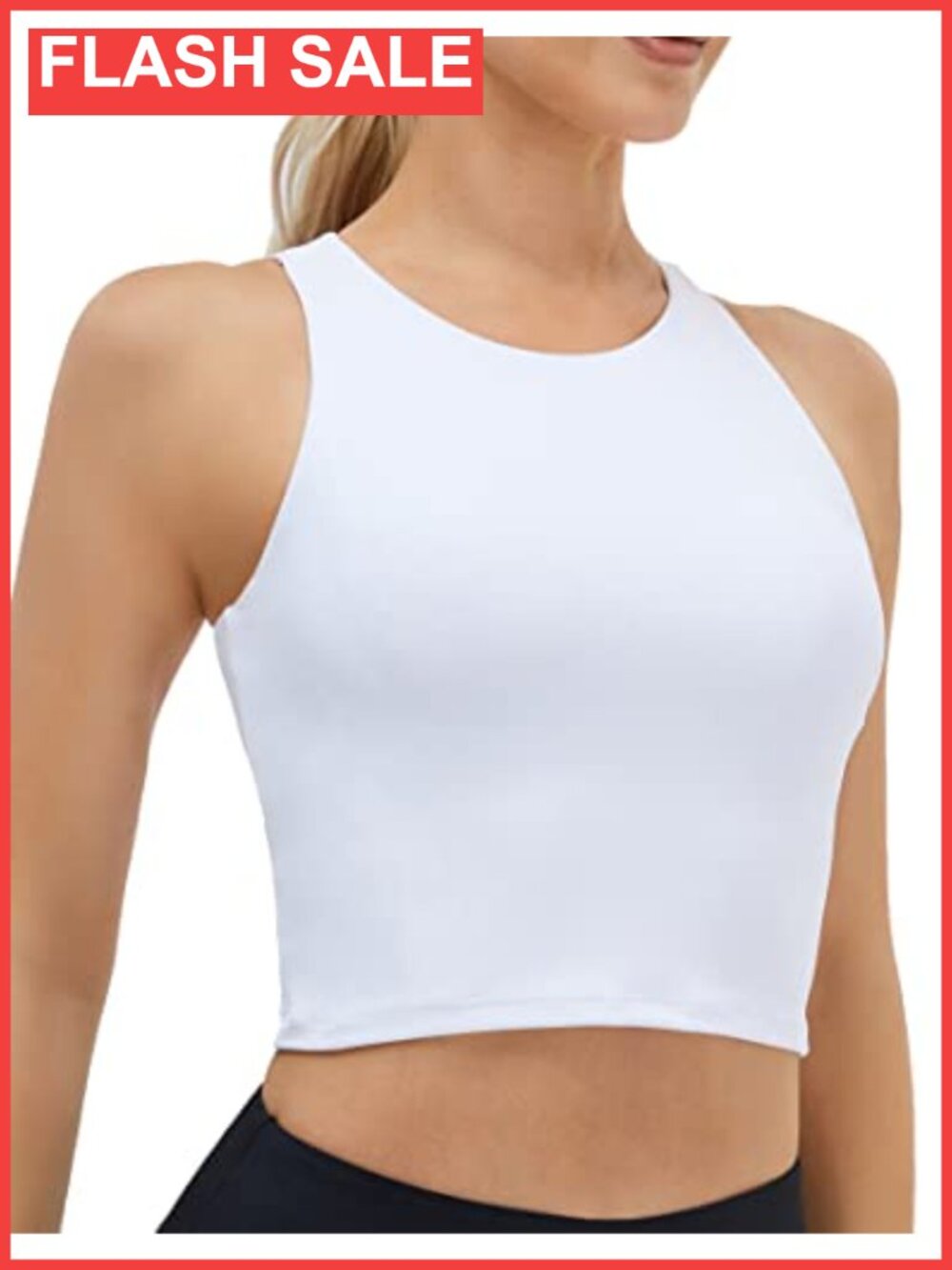 Women's High Neck Crop Sleeveless Workout Tank Top Yoga Athletic Racerback